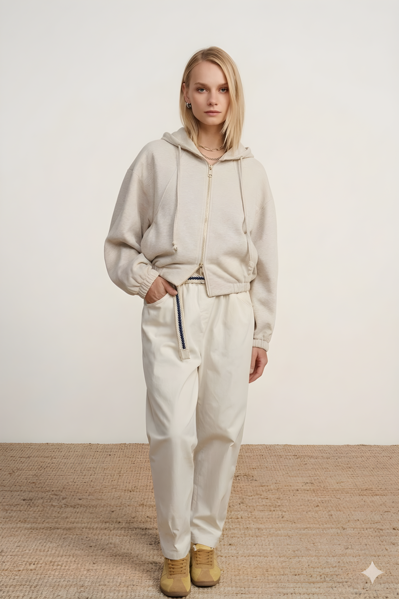 SUDADERA CON CAPUCHA COLOR CRUDO